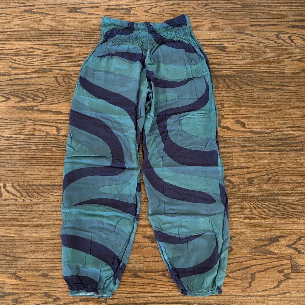 Lotus and Luna Blue Patterned Harem Pants - Size S/M